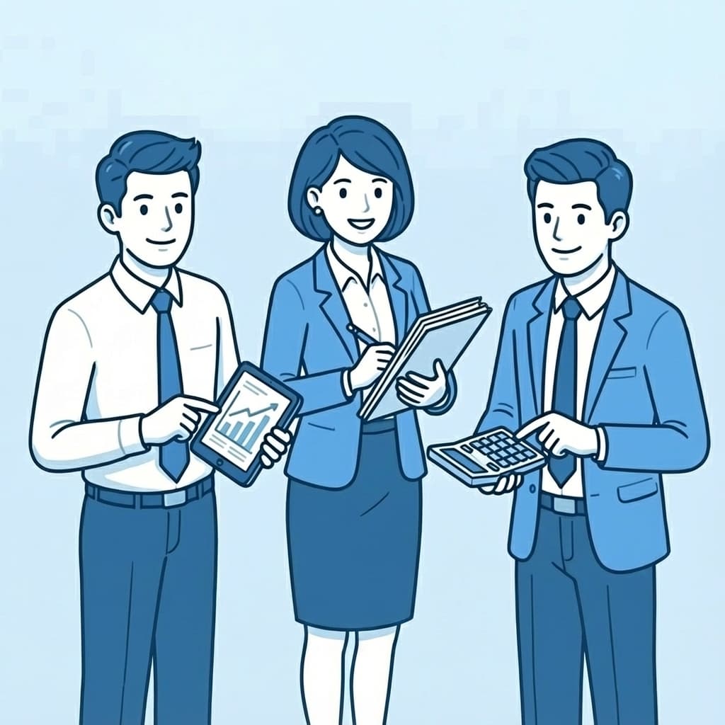 Business professionals working with tax and financial data